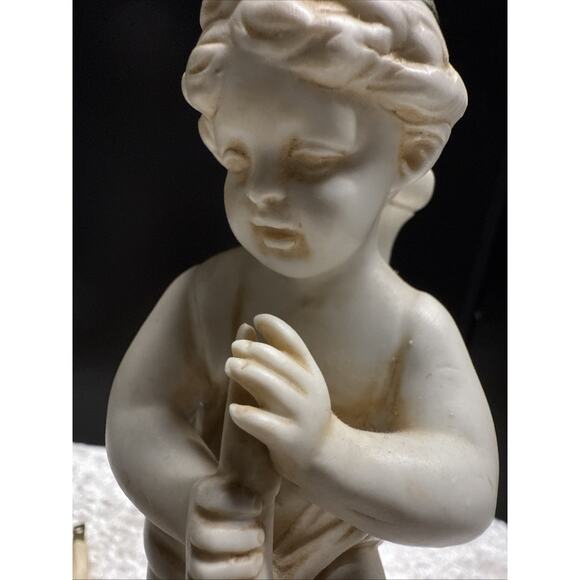 Vintage MCM Brass & Porcelain Bisque Pair Of Cherub Lamps B.M. 313 Works 13” T - Picture 8 of 9